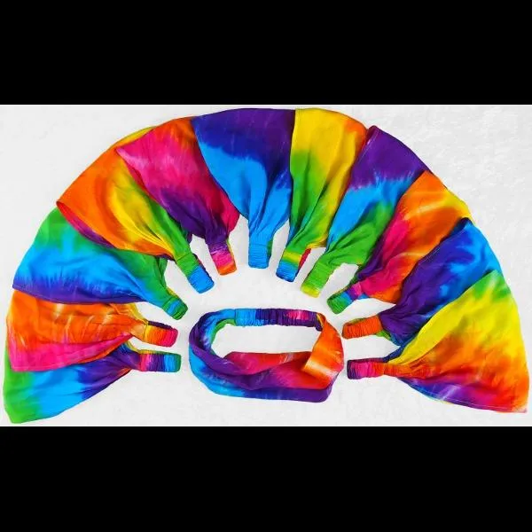 12 Rainbow Spiral Tie-Dye Elastic Bandana-Headbands ($1.95 each)
