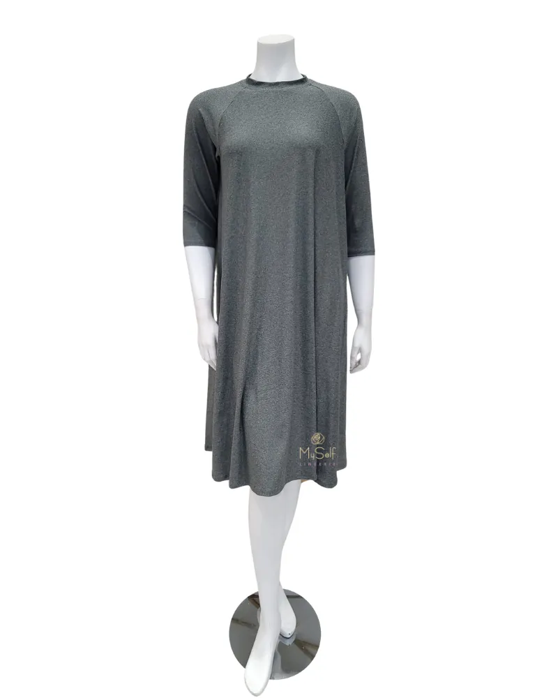 18FL201T-G Heather Grey Swing Swim Dress Tall Length