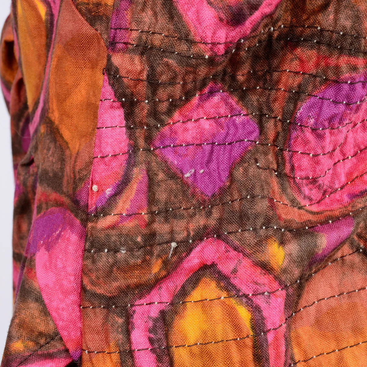1960s Skylar Pink & Brown Abstract One Piece Swimsuit