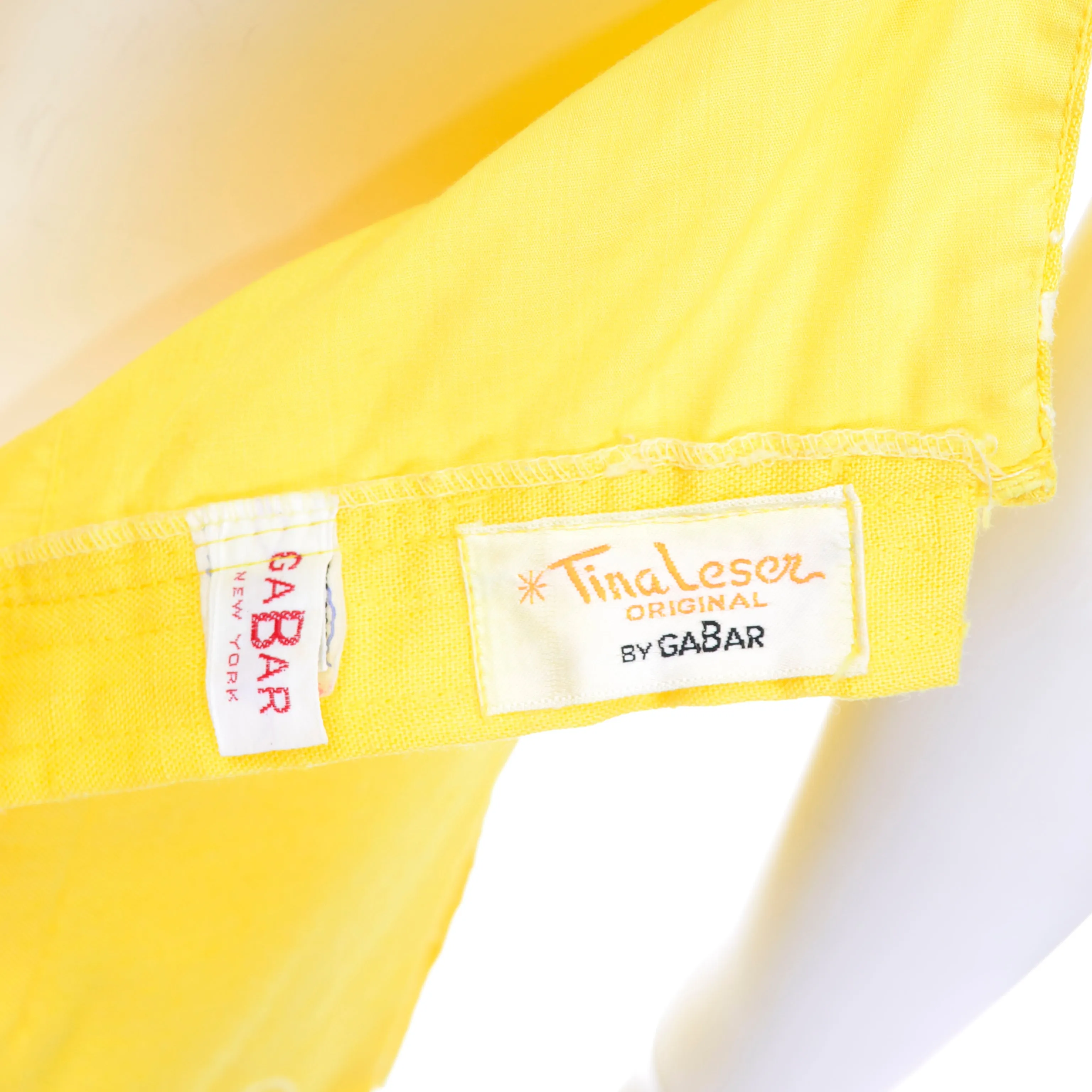 1960s Tina Leser Yellow Swimsuit Romper W/ Gingham Leaf Details