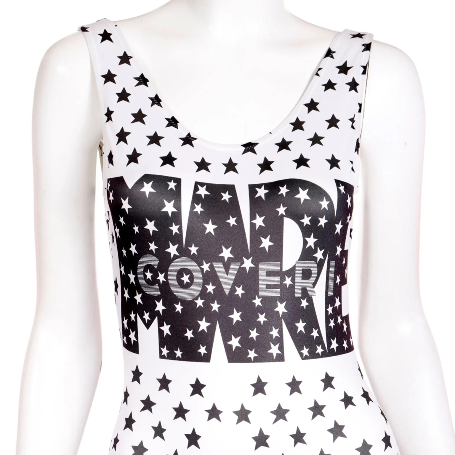 1987 Enrico Coveri Black & White Stars Mare Swimsuit & Beach Bag