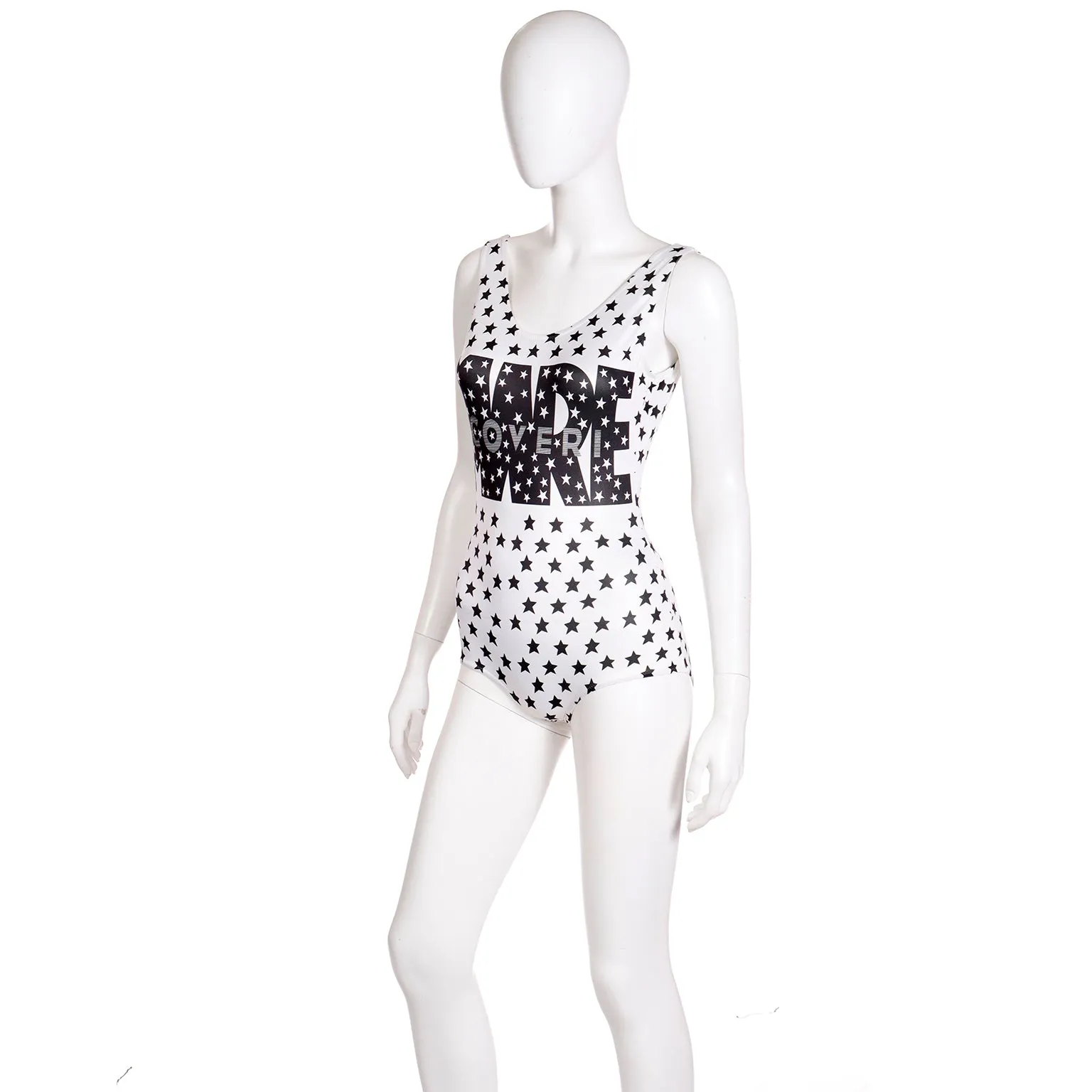 1987 Enrico Coveri Black & White Stars Mare Swimsuit & Beach Bag
