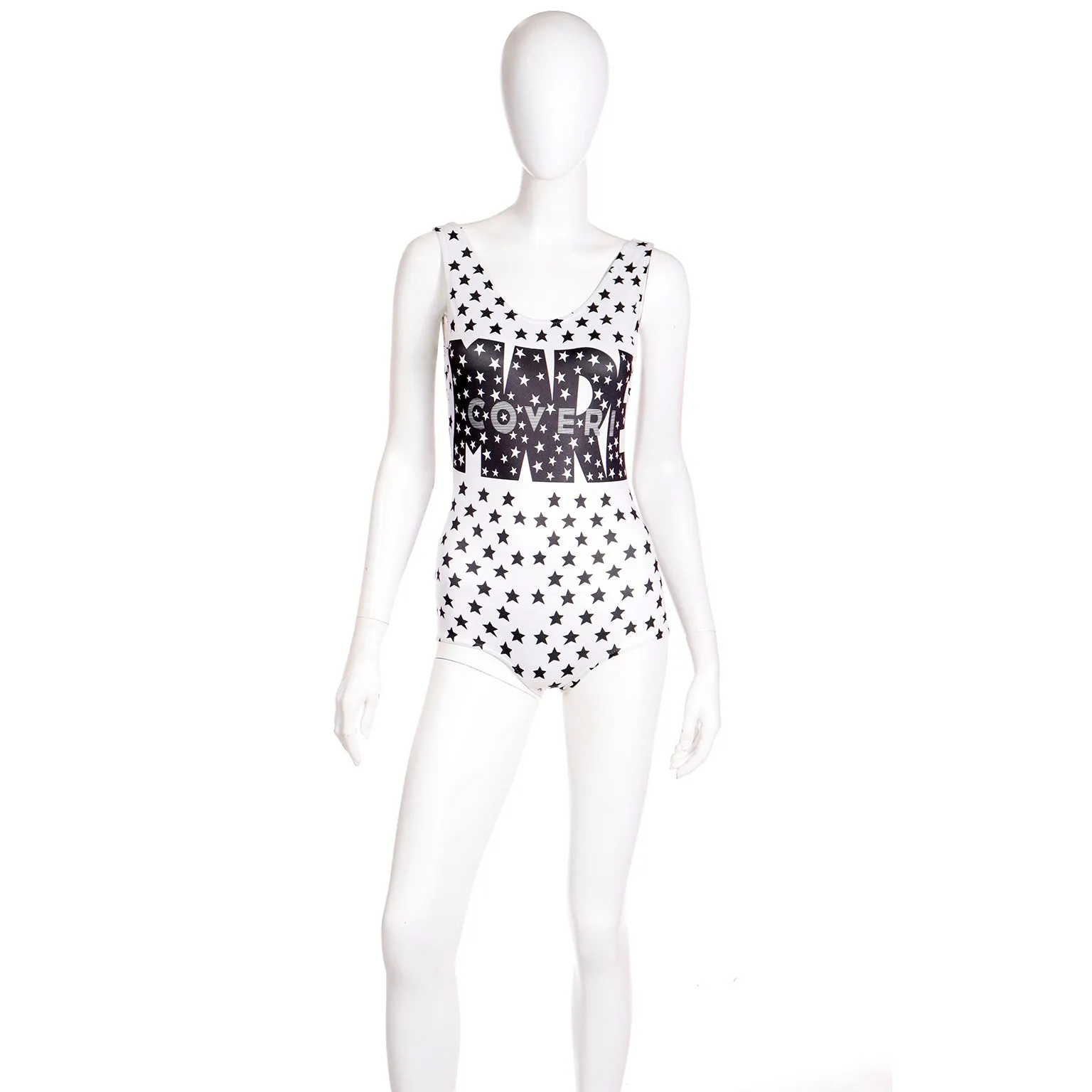 1987 Enrico Coveri Black & White Stars Mare Swimsuit & Beach Bag