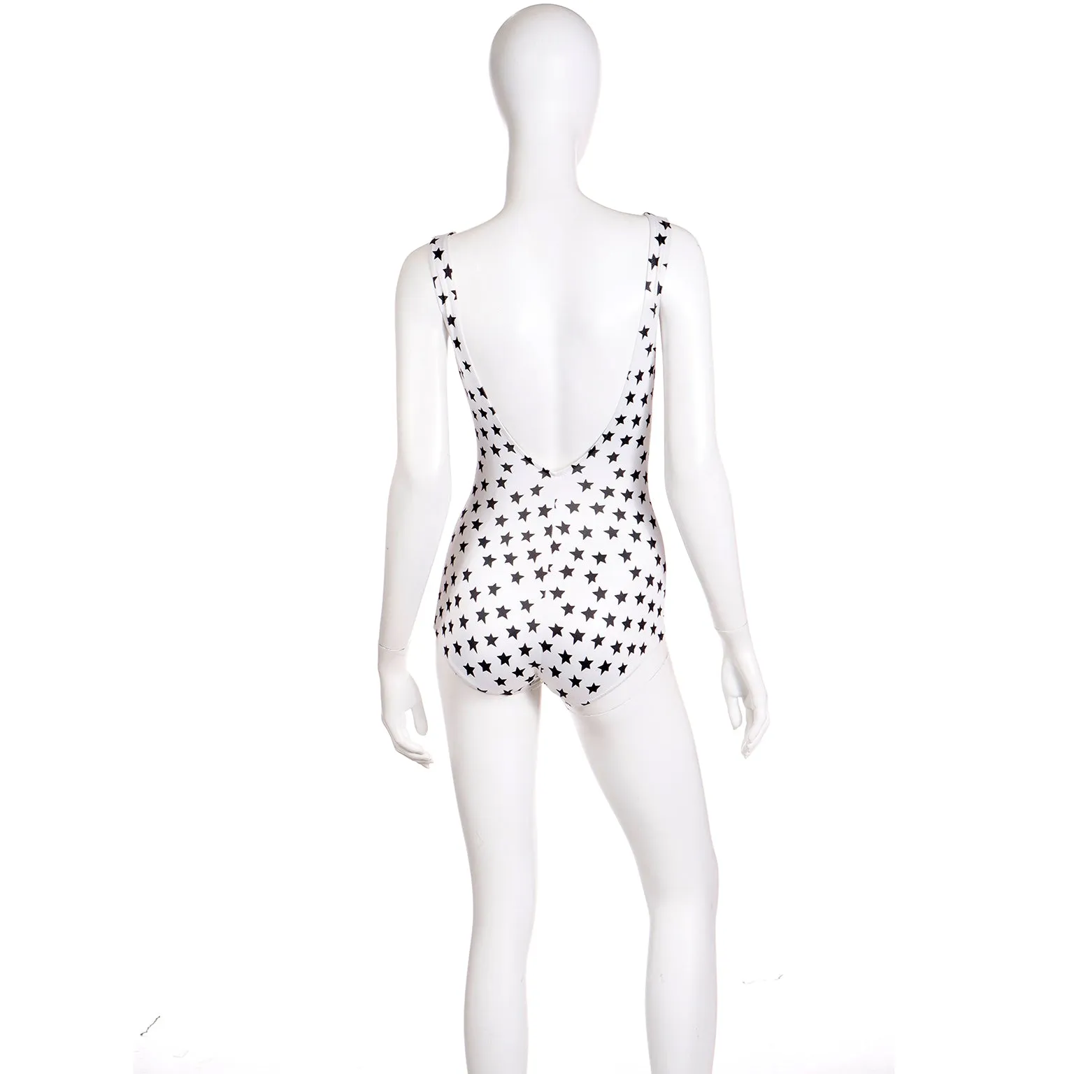 1987 Enrico Coveri Black & White Stars Mare Swimsuit & Beach Bag