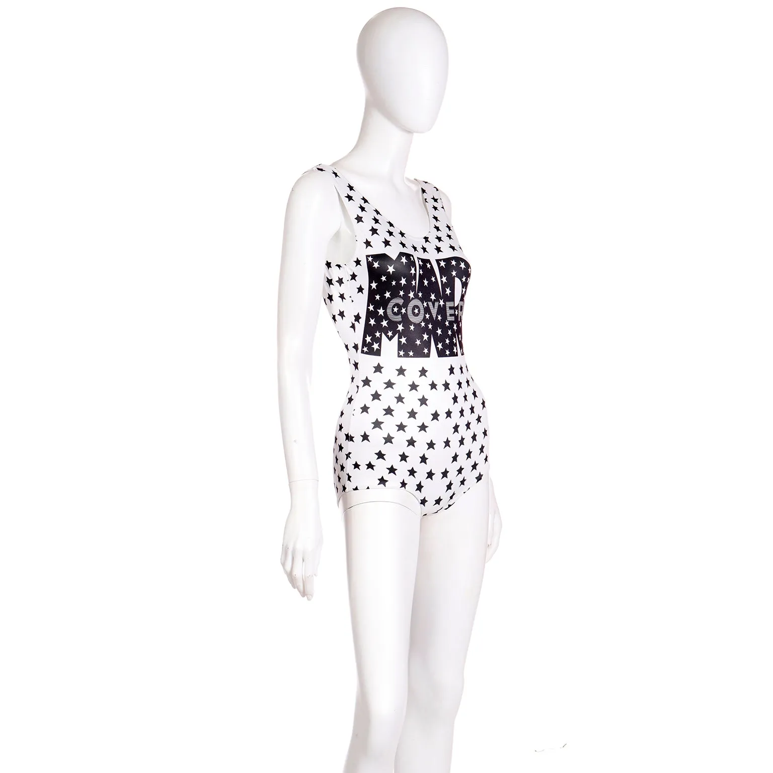 1987 Enrico Coveri Black & White Stars Mare Swimsuit & Beach Bag