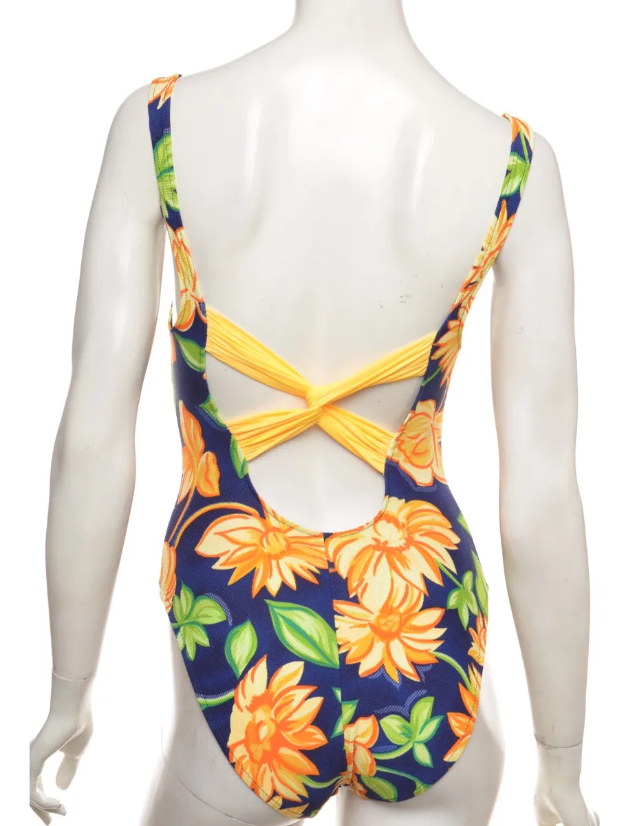 1990s Floral One-piece Swimsuit - S