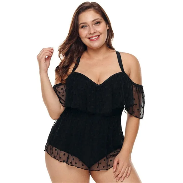 2021 Summer Women  LA CISNE Swimsuit  hot spring strapless mesh tulle one-piece Sizes L - 3XL