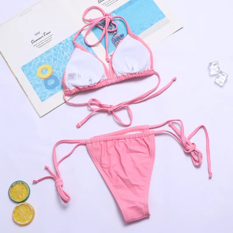 2022 Brazilian bikini swimsuit triangular gothic angel wordings swimwear halter neck