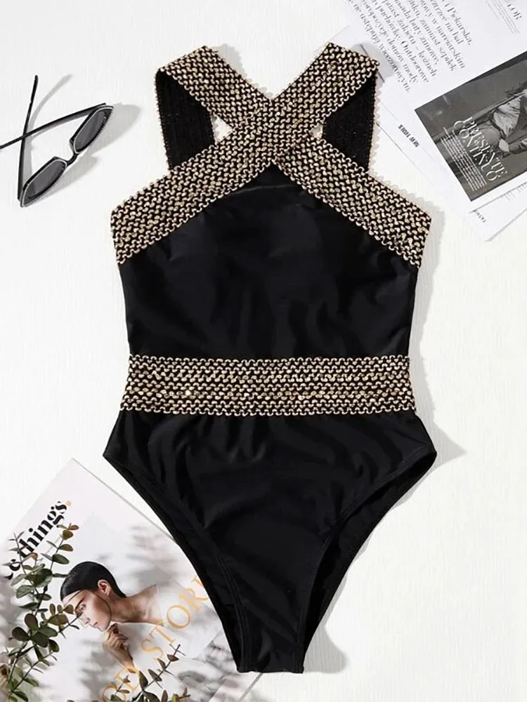 2022 Cut Out One Piece Swimsuit Women Push Up Swimming Suit Ashore Swim Shop
