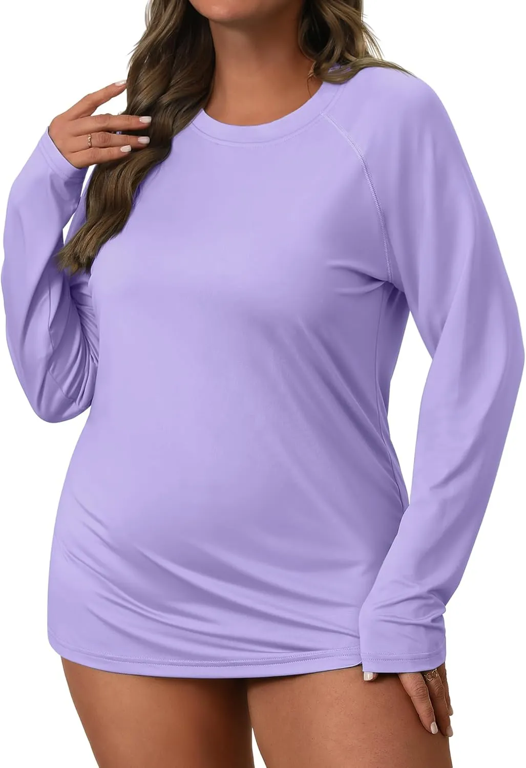 3 Pack Women's Plus Size Rash Guard Shirts Long Sleeve Swim Tops Sun Protection Quick Dry Loose Crew Neck Swimsuits