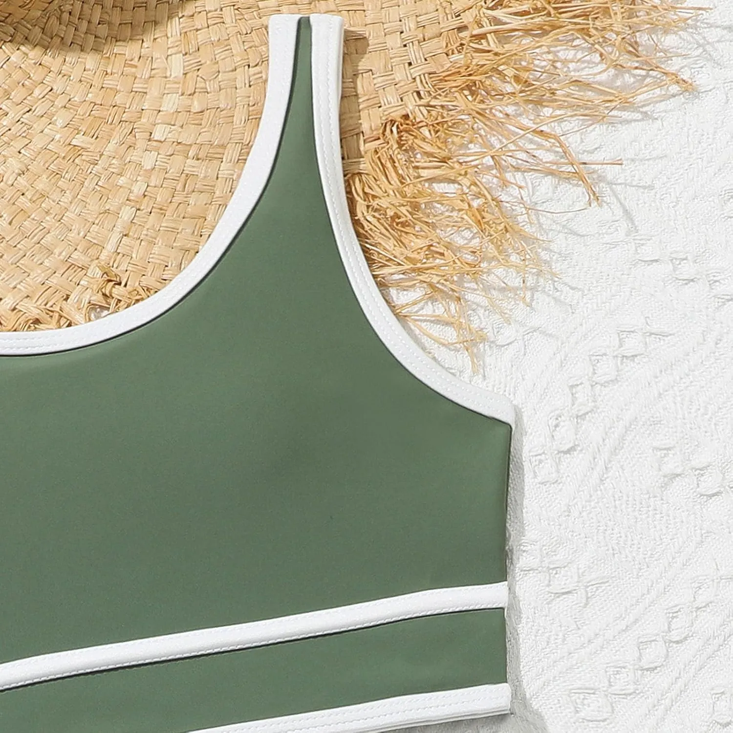3 Piece Teen Bathing Suits for Girls Letter Sports Tank Tops with Underpants Shorts Bikini Set Quick Dry Beach Swimwear