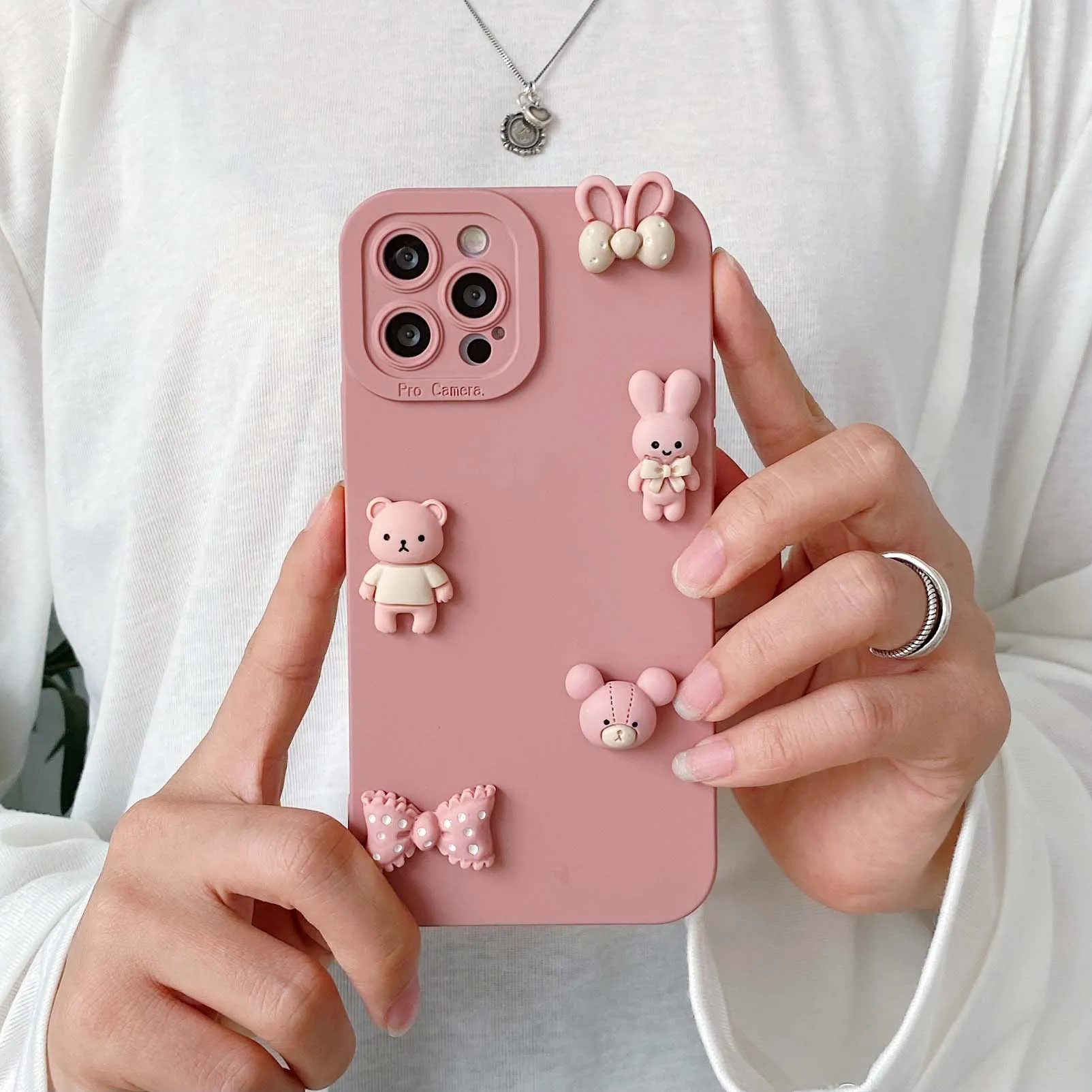 3D Bears Phone Cases for iPhone 6- 12 13 14 15 Pro Max Soft Silicon Back Cover Case