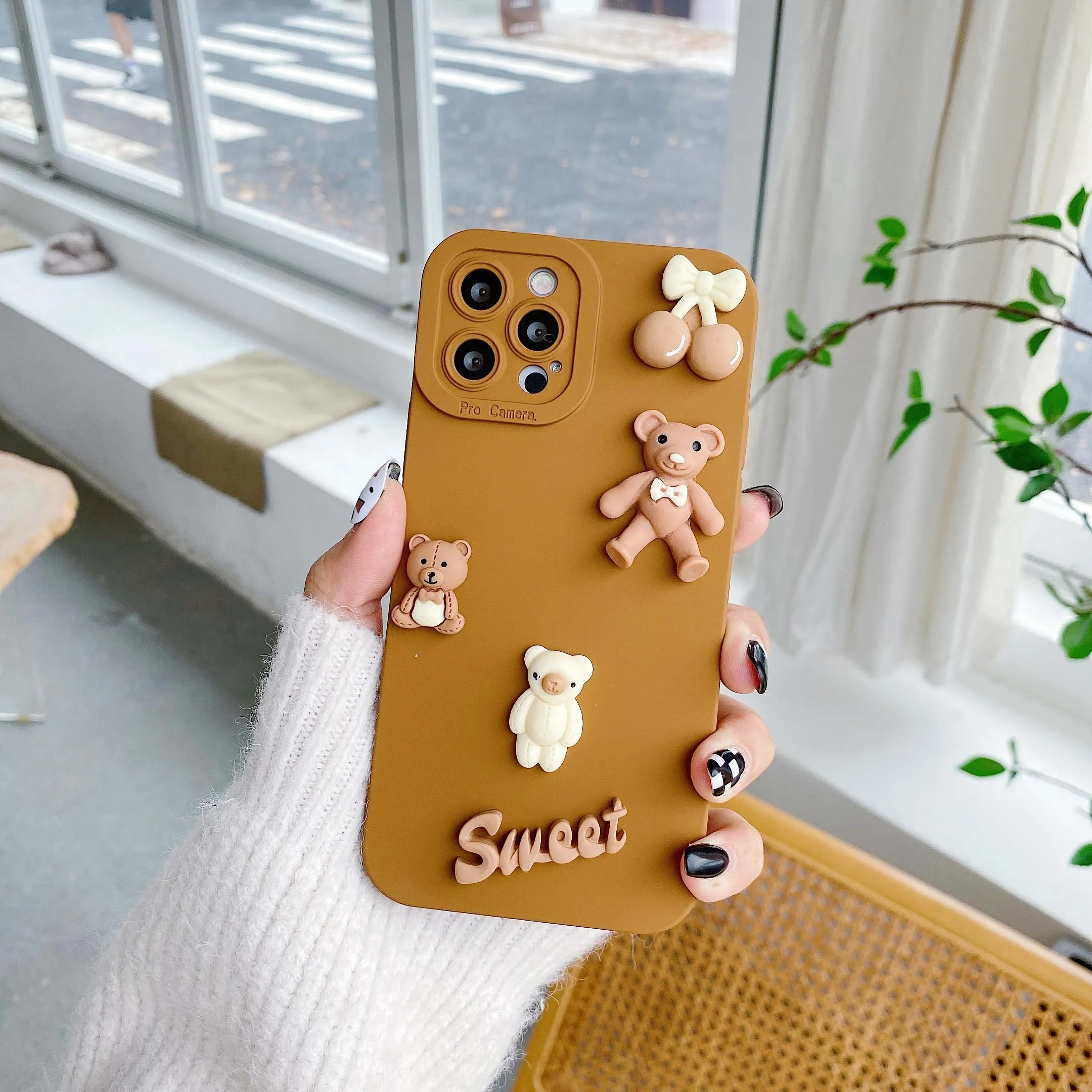 3D Bears Phone Cases for iPhone 6- 12 13 14 15 Pro Max Soft Silicon Back Cover Case