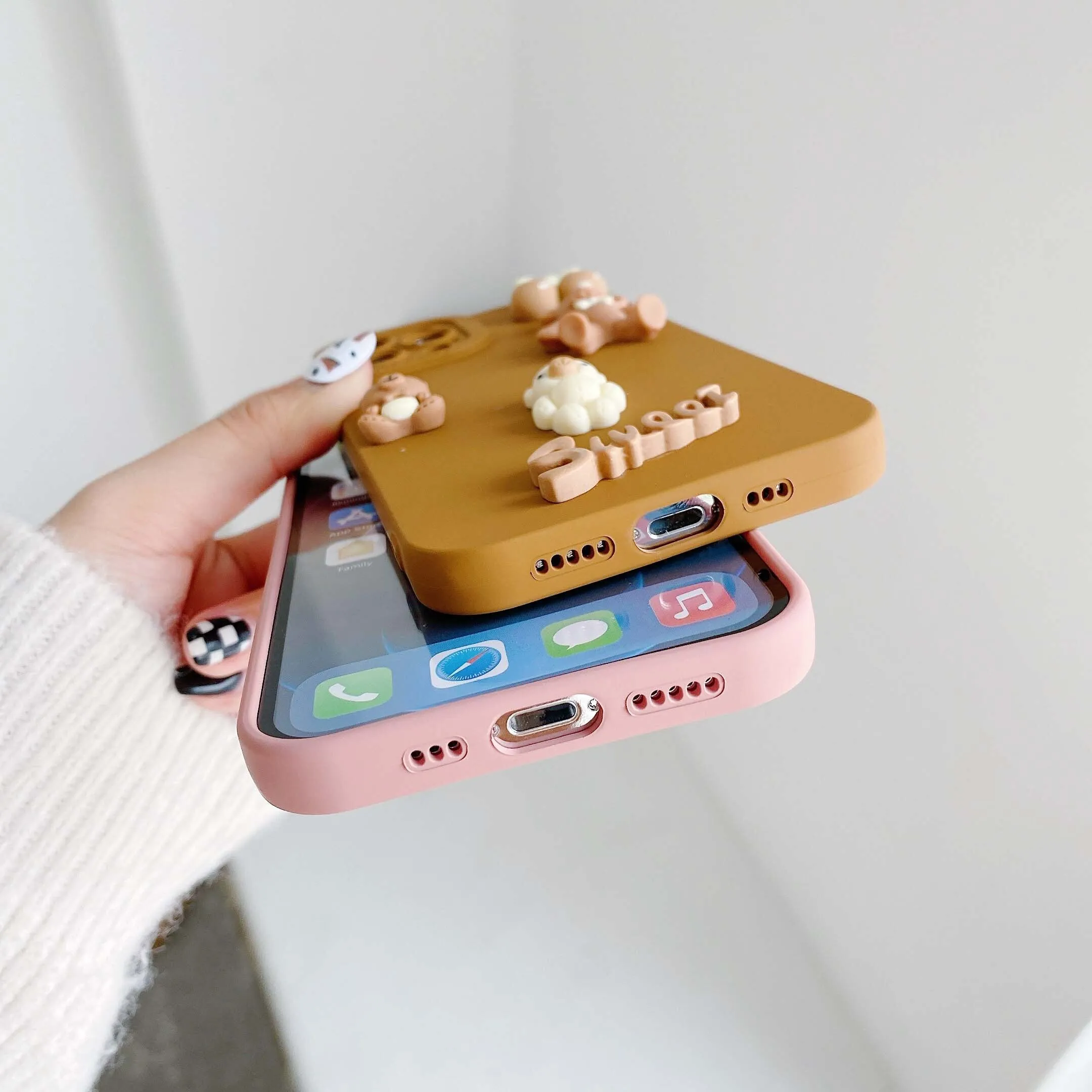 3D Bears Phone Cases for iPhone 6- 12 13 14 15 Pro Max Soft Silicon Back Cover Case