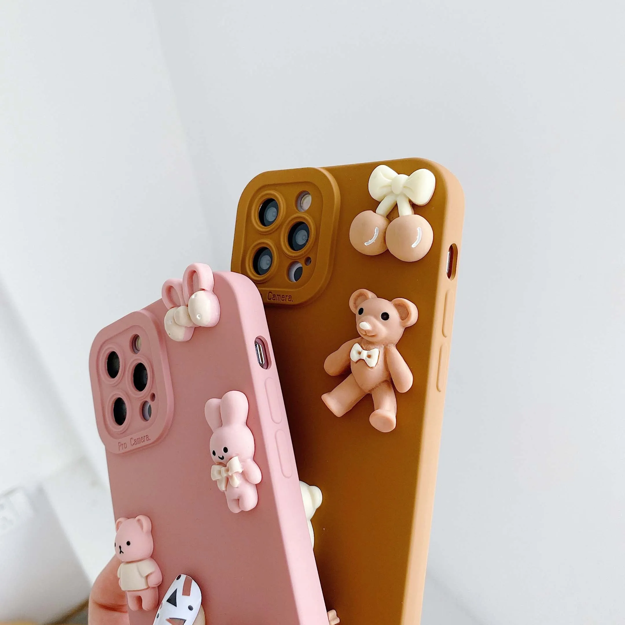 3D Bears Phone Cases for iPhone 6- 12 13 14 15 Pro Max Soft Silicon Back Cover Case