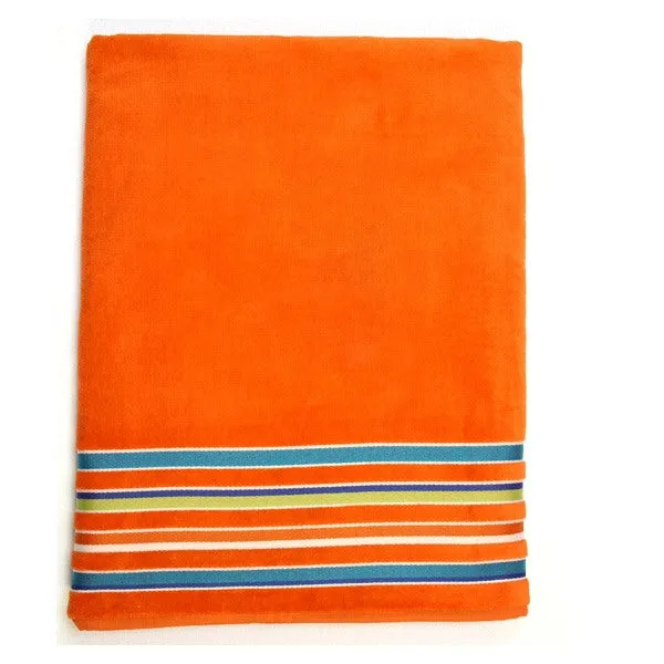 40 x 70 24 Lbs. Velour Siesta Stripe Hemmed Towel (Q236211)