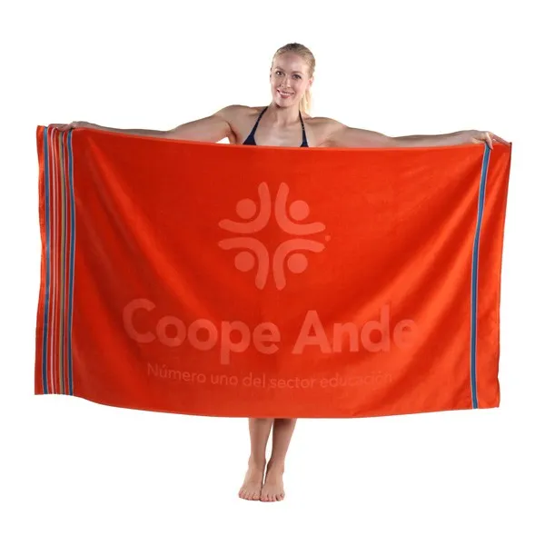 40 x 70 24 Lbs. Velour Siesta Stripe Hemmed Towel (Q236211)