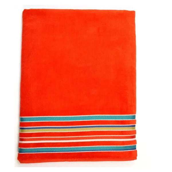 40 x 70 24 Lbs. Velour Siesta Stripe Hemmed Towel (Q236211)