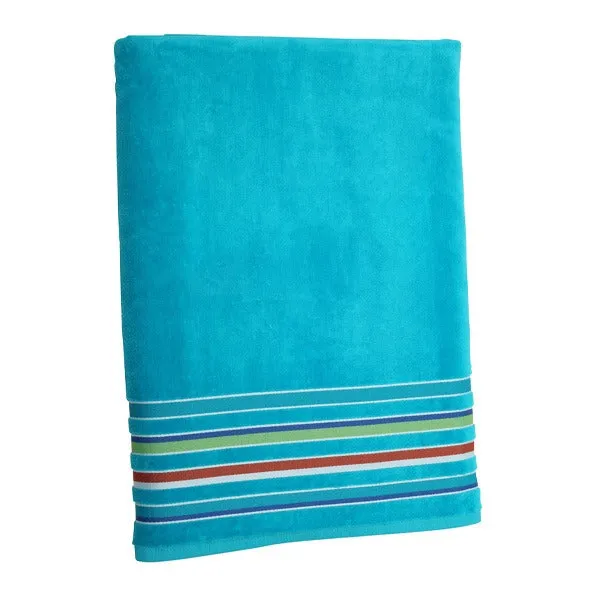 40 x 70 24 Lbs. Velour Siesta Stripe Hemmed Towel (Q236211)
