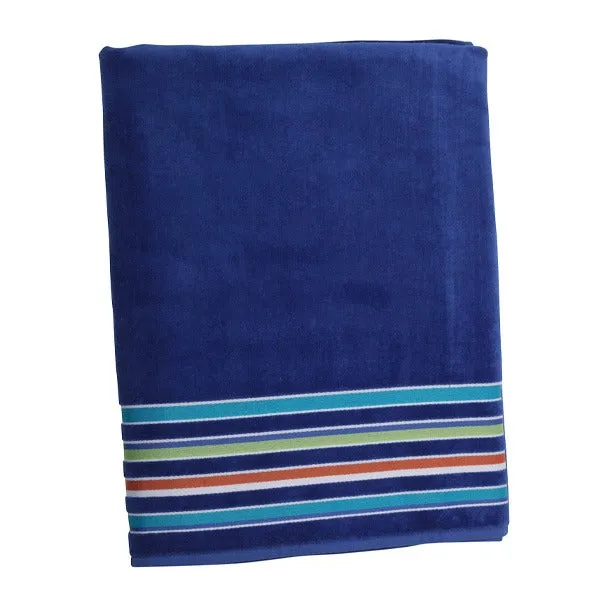 40 x 70 24 Lbs. Velour Siesta Stripe Hemmed Towel (Q236211)
