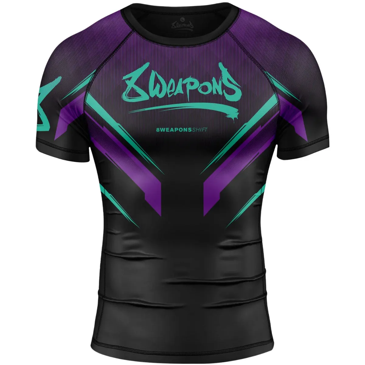 8 Weapons Shift Cyber Short Sleeve Rash Guard Black
