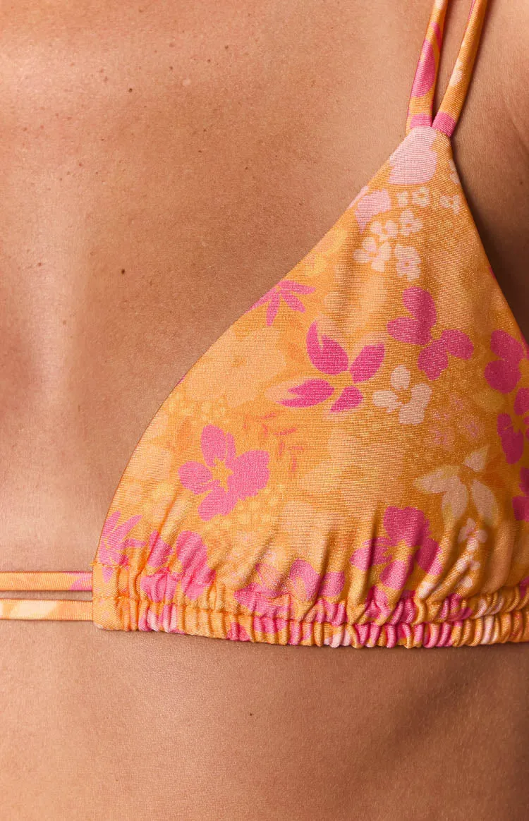 9.0 Swim Sumba Orange Floral Bikini Top