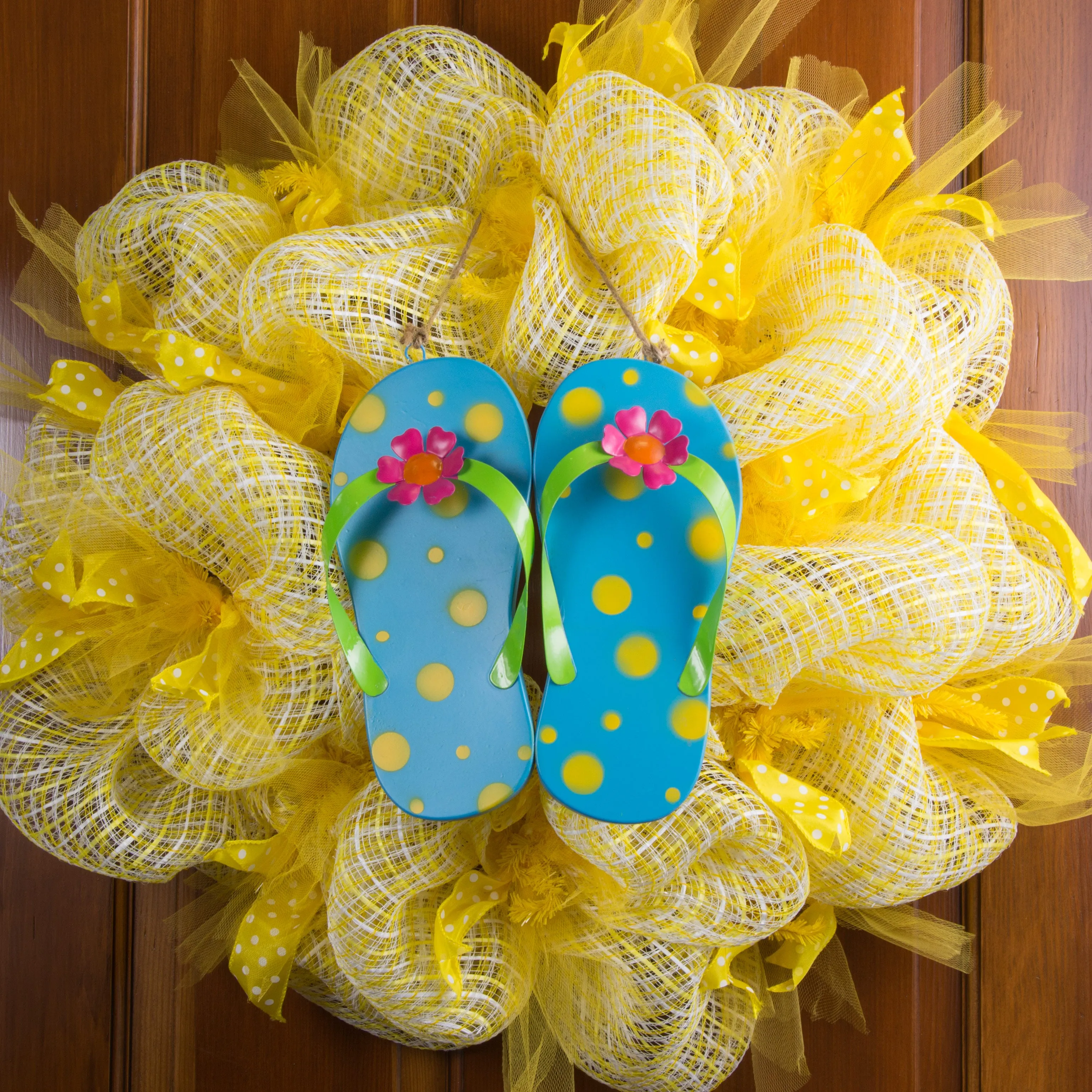 9.75" Pair of Metal Flip Flops Decoration: Blue