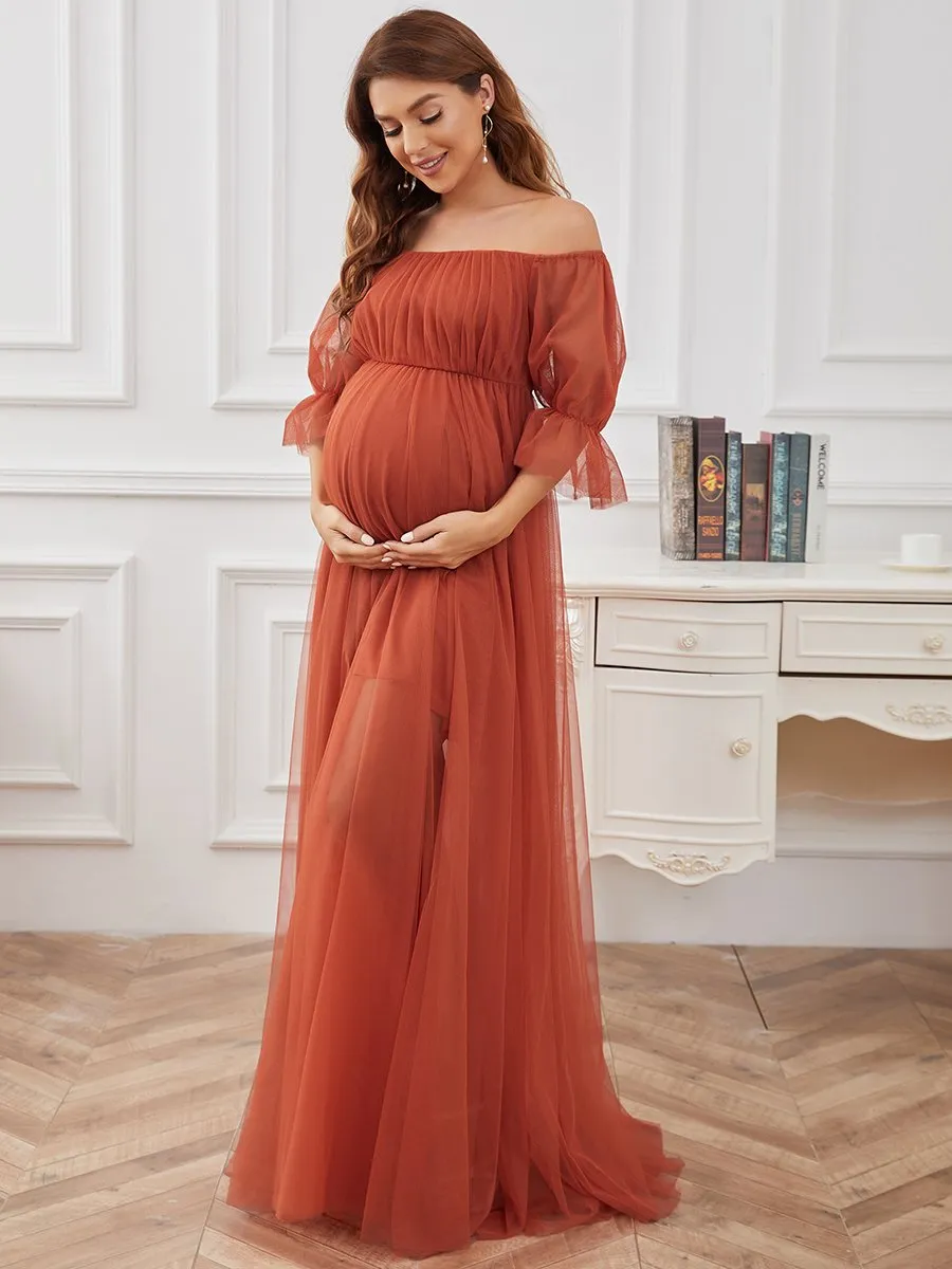 A Line Short Puff Sleeves Wholesale Maternity Dresses EY20862