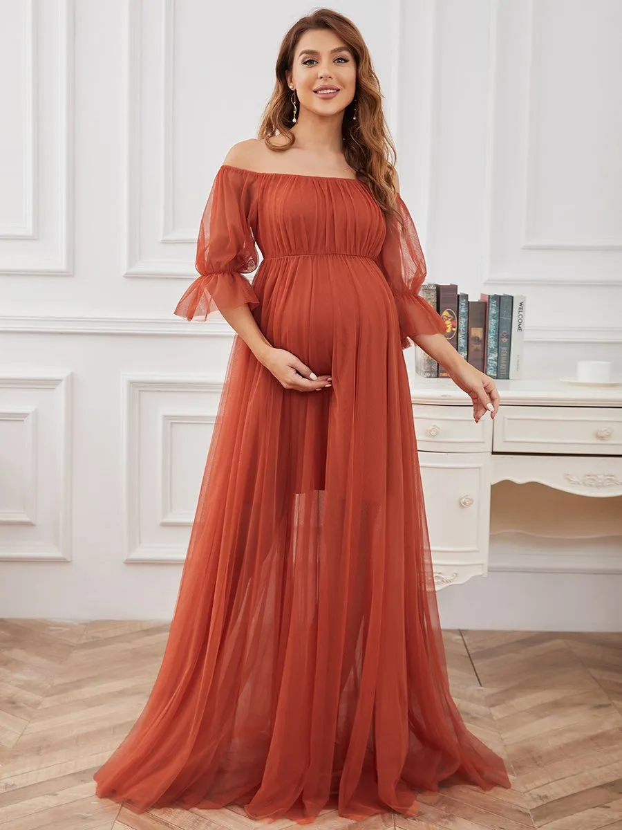A Line Short Puff Sleeves Wholesale Maternity Dresses EY20862
