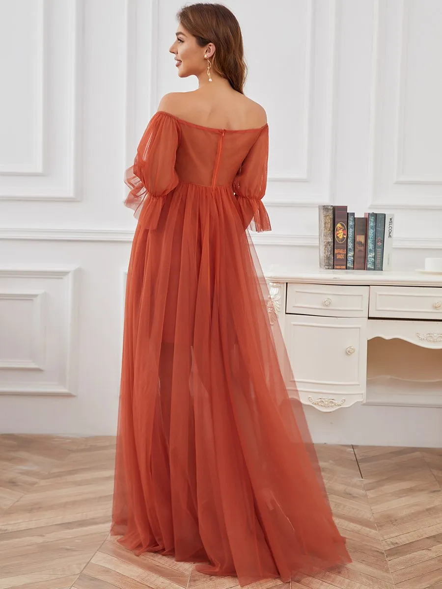 A Line Short Puff Sleeves Wholesale Maternity Dresses EY20862