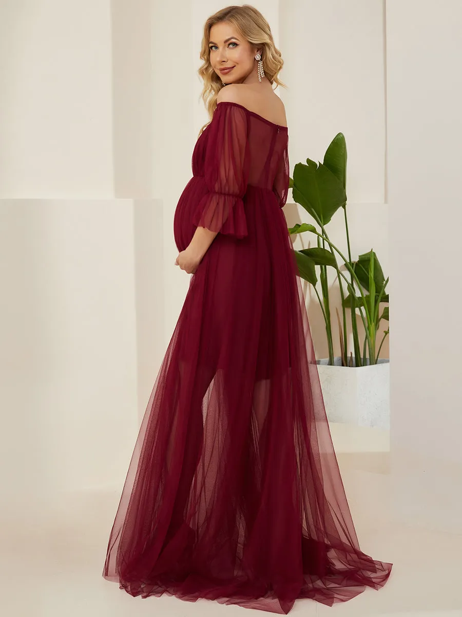 A Line Short Puff Sleeves Wholesale Maternity Dresses EY20862