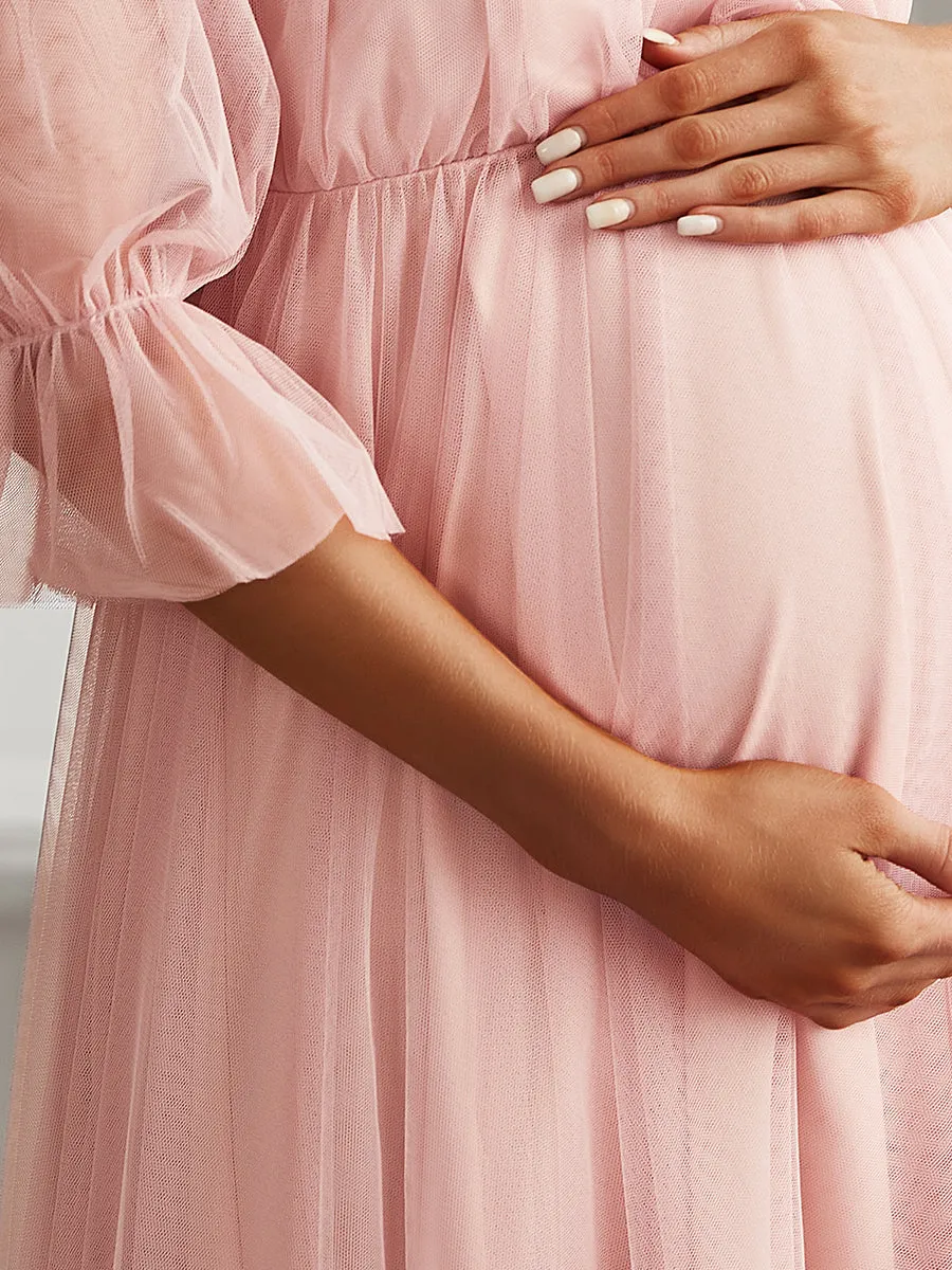 A Line Short Puff Sleeves Wholesale Maternity Dresses EY20862