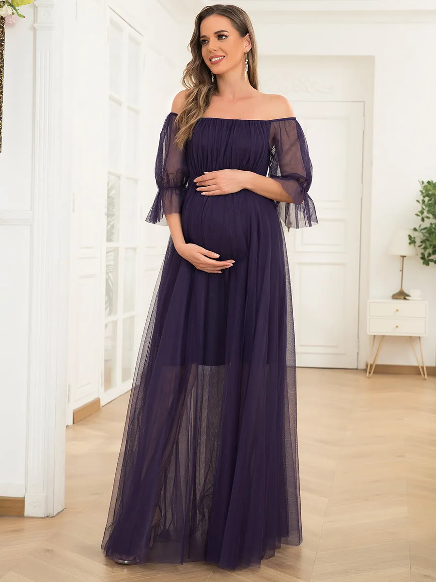 A Line Short Puff Sleeves Wholesale Maternity Dresses EY20862