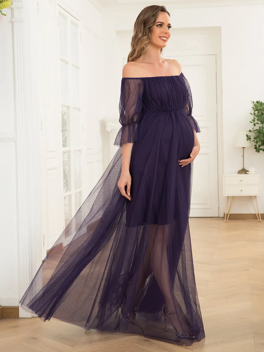 A Line Short Puff Sleeves Wholesale Maternity Dresses EY20862