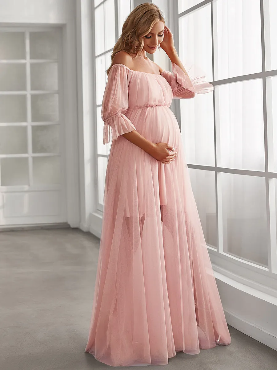 A Line Short Puff Sleeves Wholesale Maternity Dresses EY20862