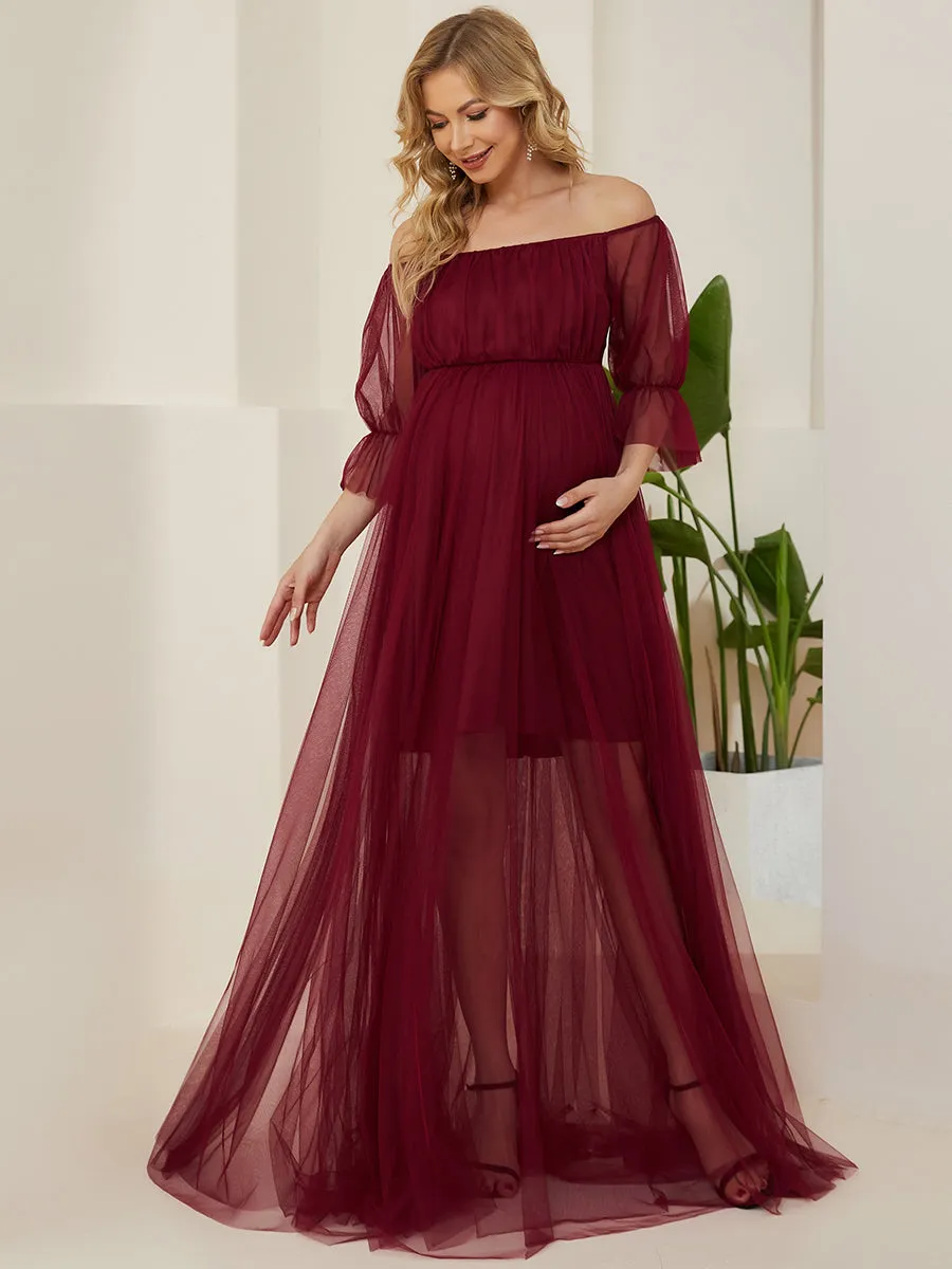 A Line Short Puff Sleeves Wholesale Maternity Dresses EY20862