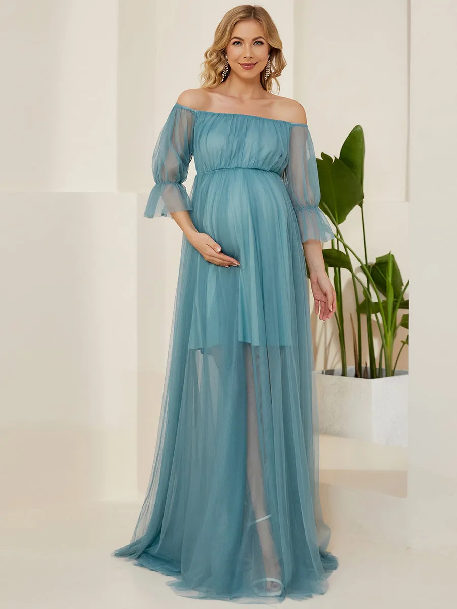 A Line Short Puff Sleeves Wholesale Maternity Dresses EY20862