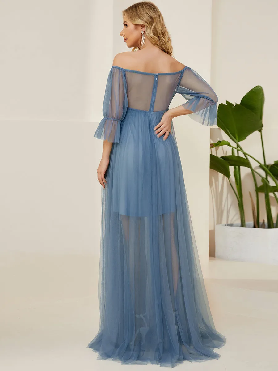 A Line Short Puff Sleeves Wholesale Maternity Dresses EY20862