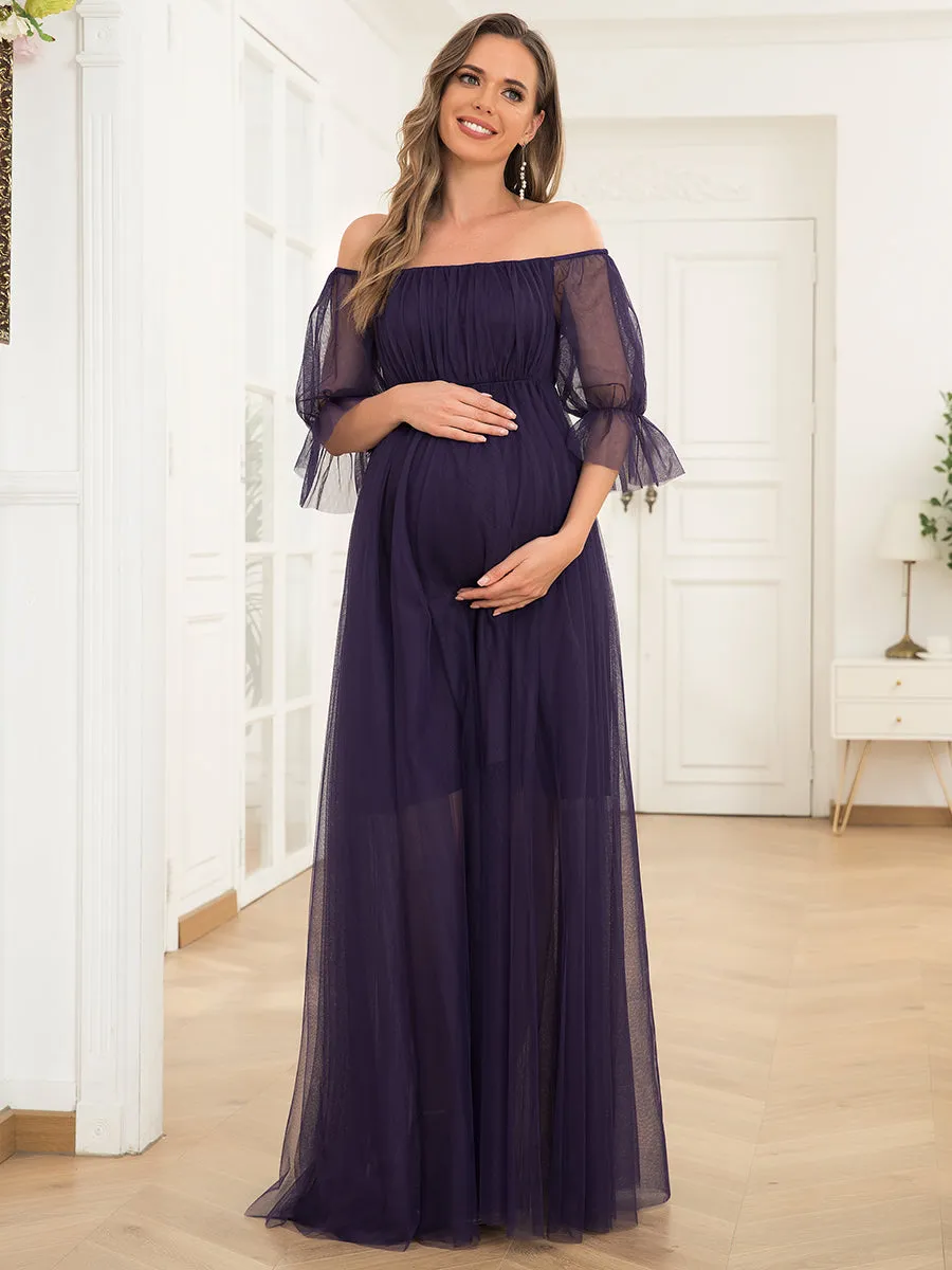 A Line Short Puff Sleeves Wholesale Maternity Dresses EY20862