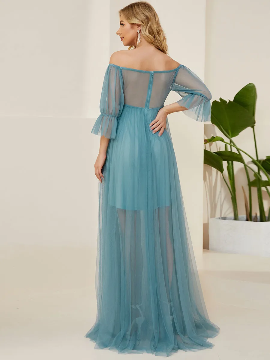 A Line Short Puff Sleeves Wholesale Maternity Dresses EY20862