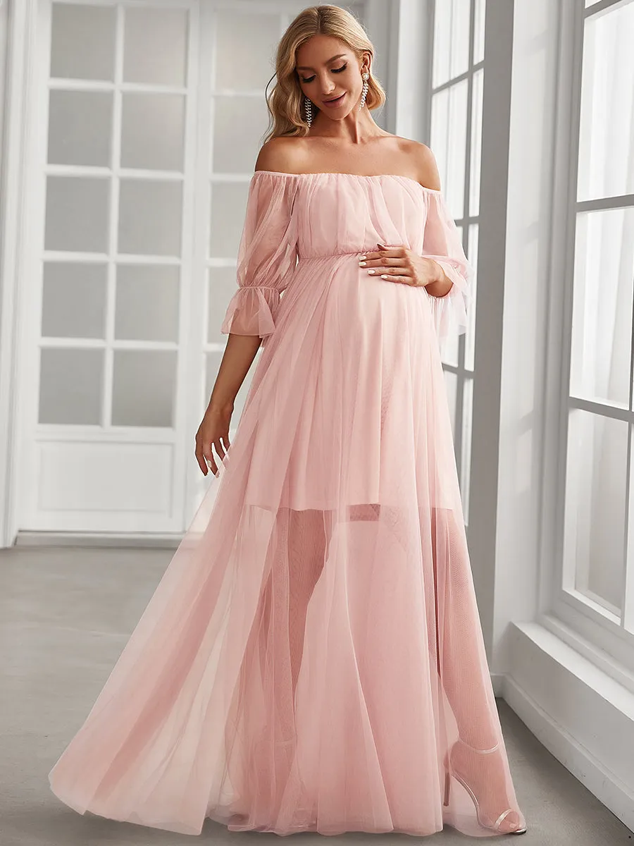 A Line Short Puff Sleeves Wholesale Maternity Dresses EY20862