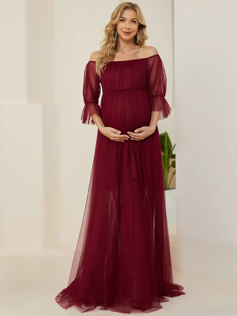 A Line Short Puff Sleeves Wholesale Maternity Dresses EY20862