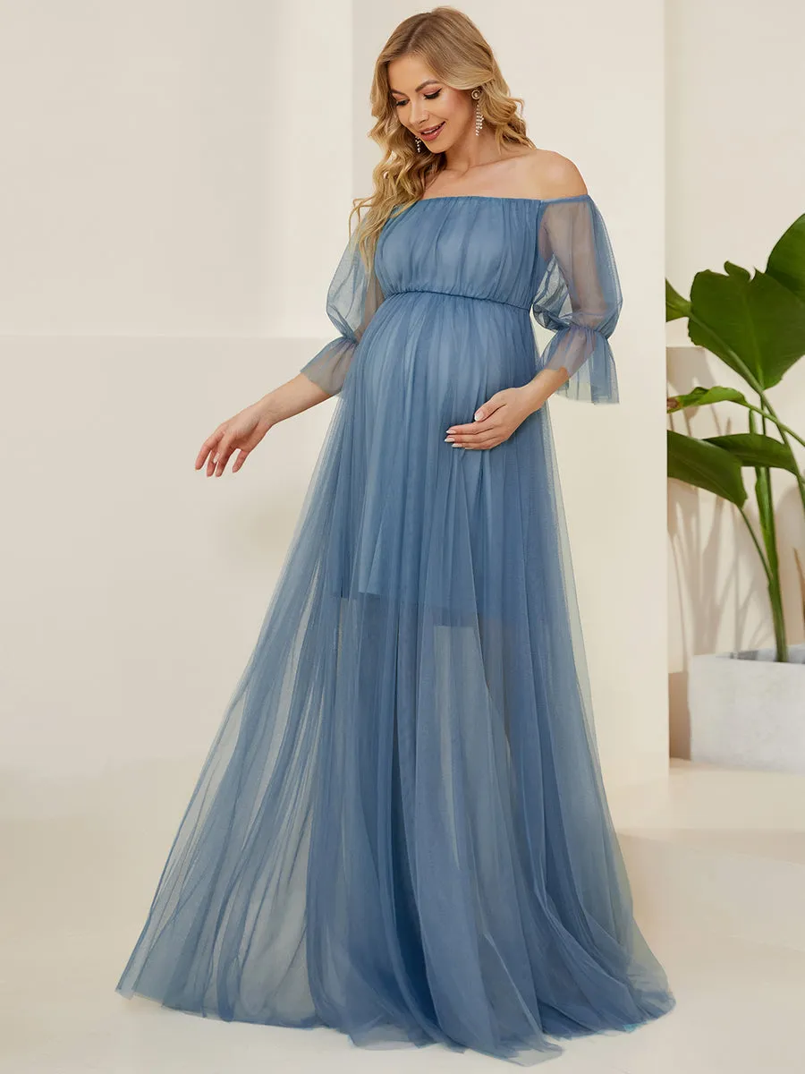 A Line Short Puff Sleeves Wholesale Maternity Dresses EY20862