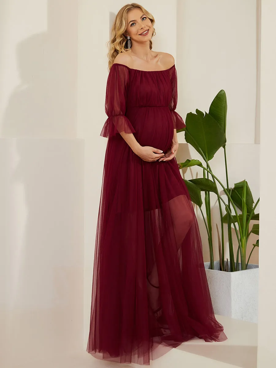 A Line Short Puff Sleeves Wholesale Maternity Dresses EY20862