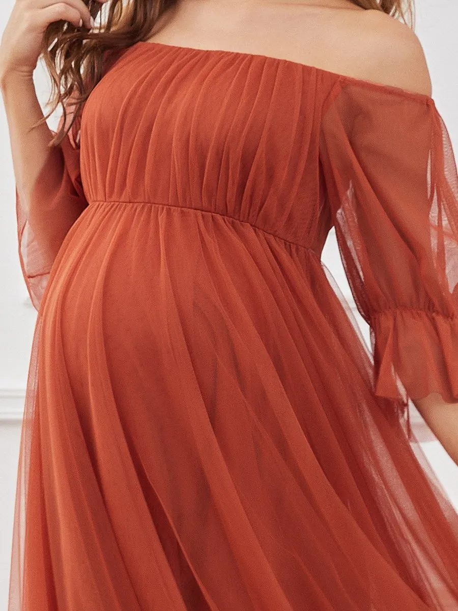 A Line Short Puff Sleeves Wholesale Maternity Dresses EY20862
