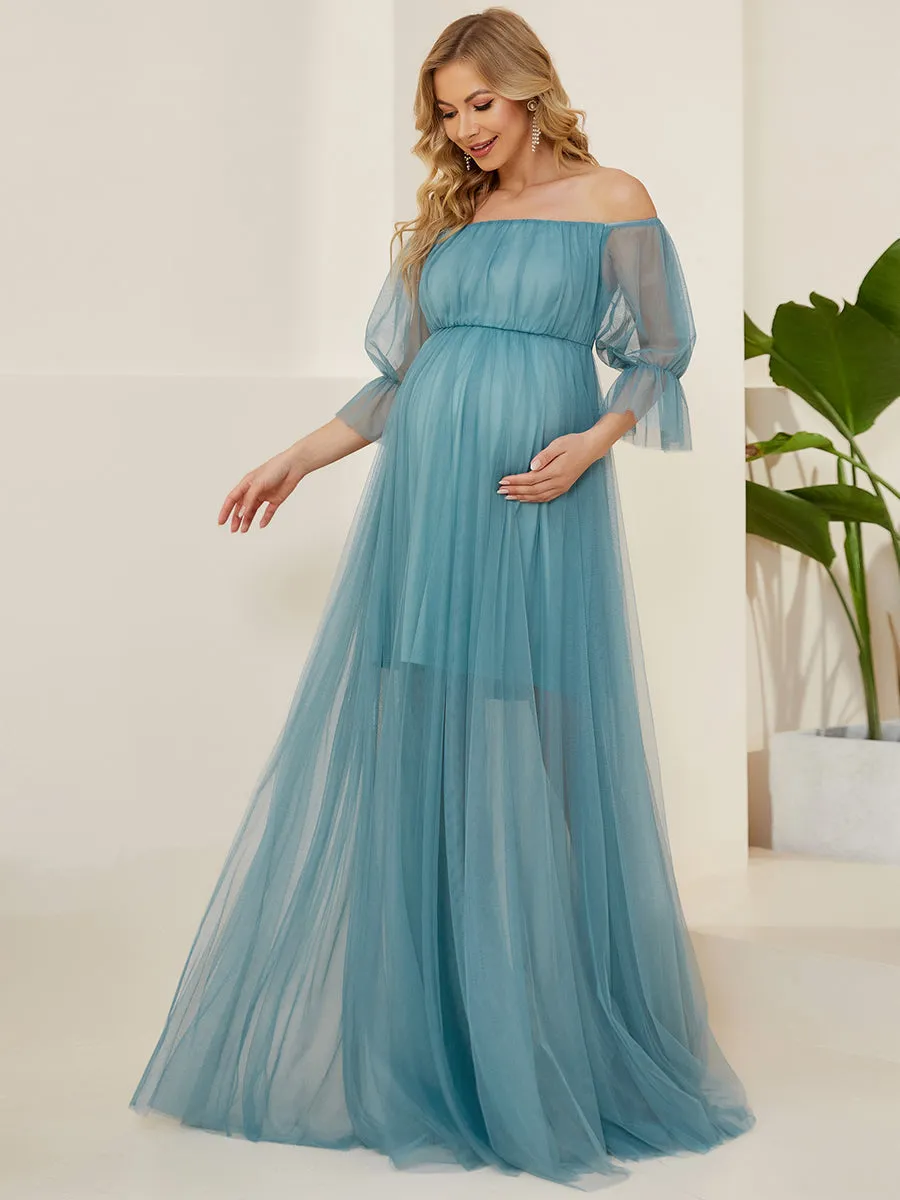 A Line Short Puff Sleeves Wholesale Maternity Dresses EY20862