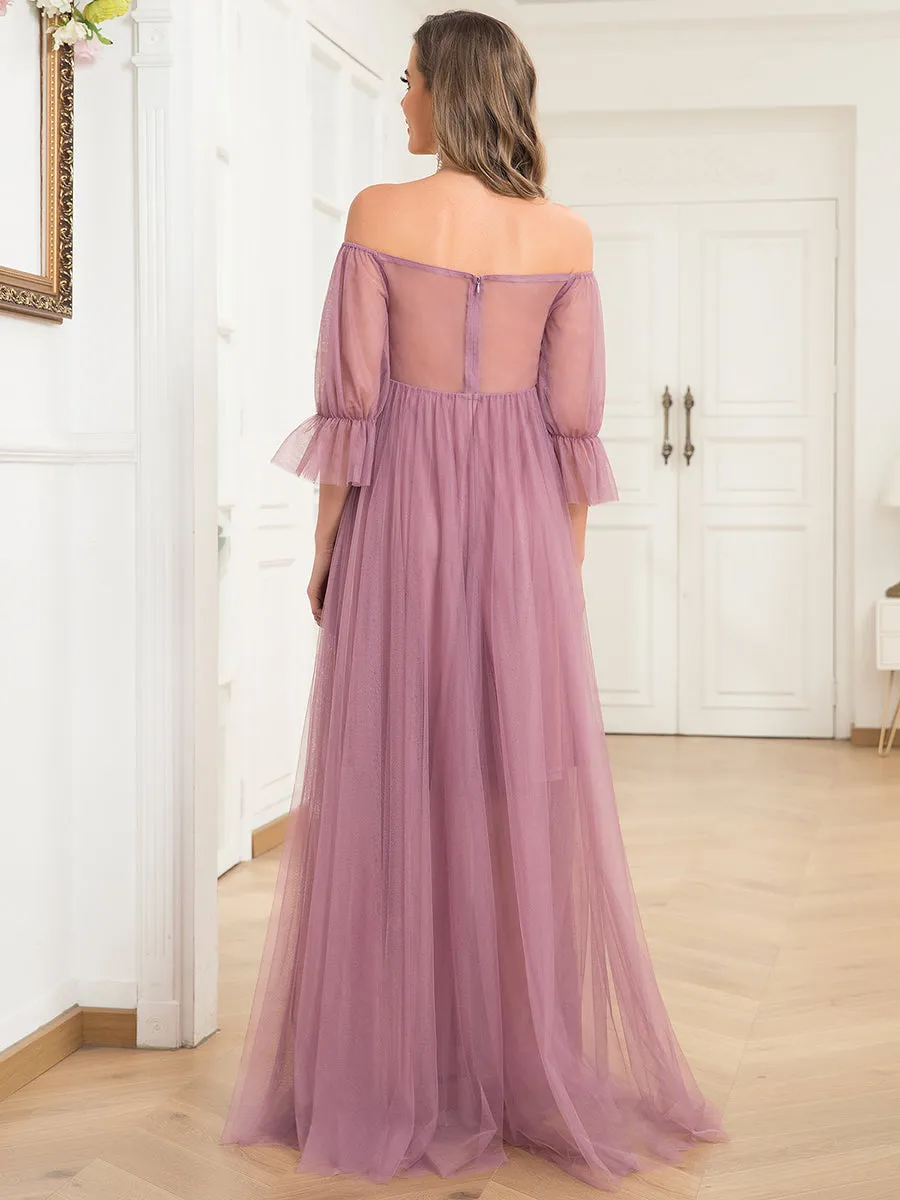 A Line Short Puff Sleeves Wholesale Maternity Dresses EY20862