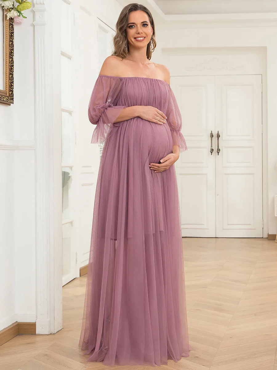 A Line Short Puff Sleeves Wholesale Maternity Dresses EY20862