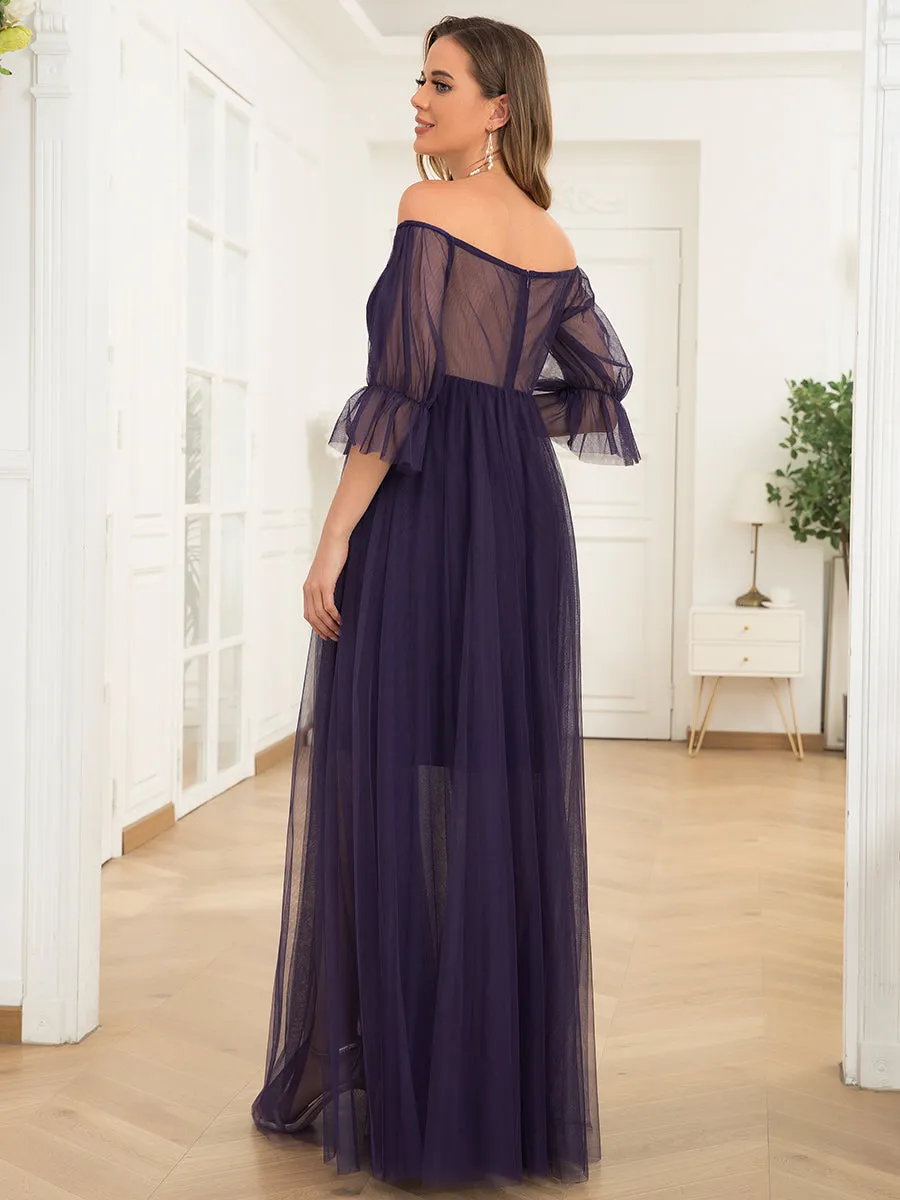 A Line Short Puff Sleeves Wholesale Maternity Dresses EY20862