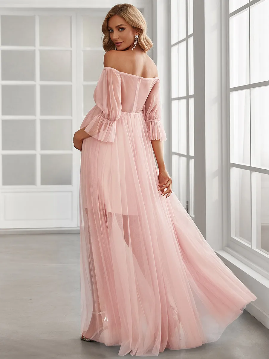 A Line Short Puff Sleeves Wholesale Maternity Dresses EY20862